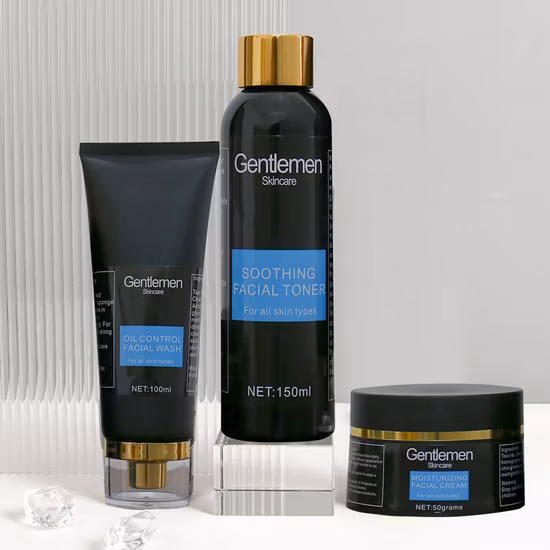 Luxury Pet Sliver Gold Design Skin Care Bottle Packaging Set Custom Lotion Bottle Packaging Private Label Cosmetics Packaging Skin Care Product Packaging Set